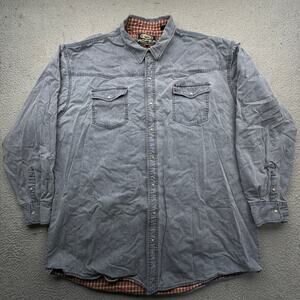 Vintage Roper Plaid Lined Denim Pearl Snap Button Shirt Mens 4XLT Long Sleeve